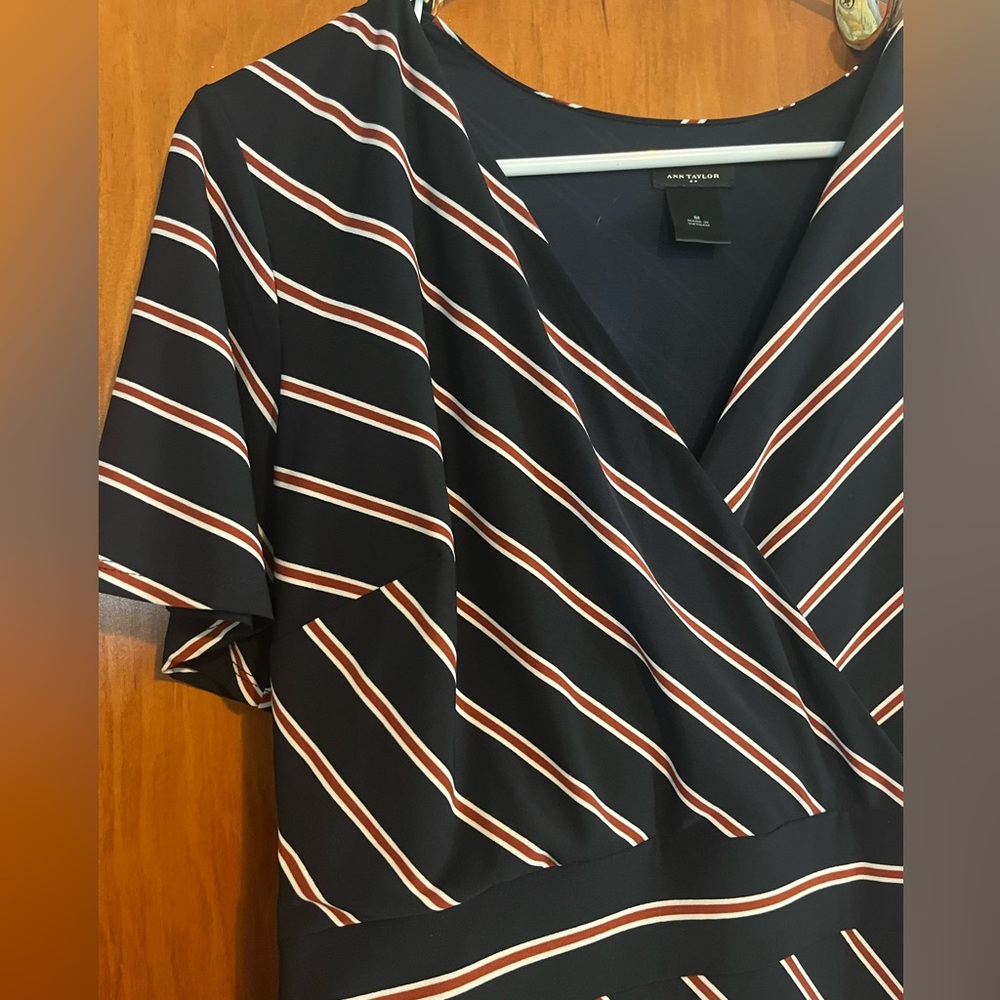 Ann Taylor Navy Striped Dress (Sz M) - Picture 2 of 2